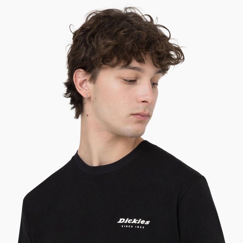 Black Dickies Leesburg Short Sleeve Men's T-Shirt | 056-XZTLFE