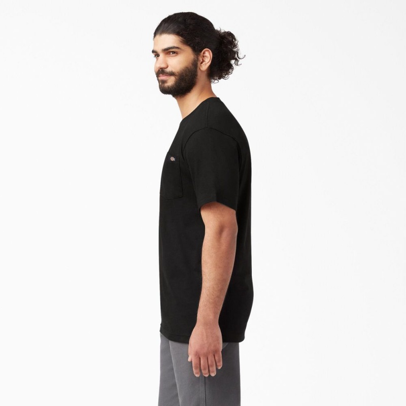 Black Dickies Lightweight Short Sleeve Pocket Men's T-Shirt | 068-OENWKD