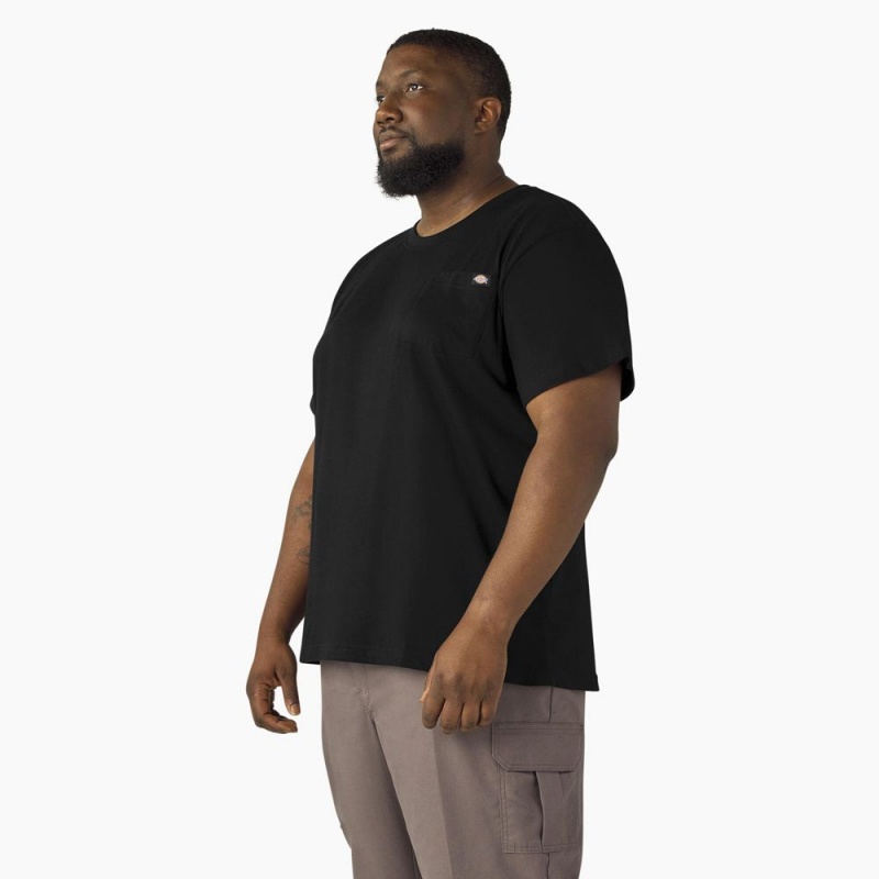 Black Dickies Lightweight Short Sleeve Pocket Men's T-Shirt | 068-OENWKD