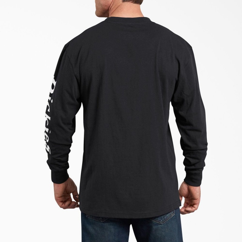 Black Dickies Long-Sleeve Graphic Men's T-Shirt | 413-XGCPTK