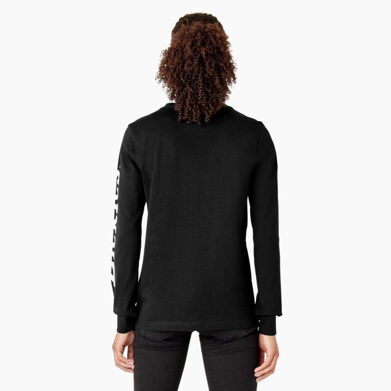 Black Dickies Long Sleeve Heavyweight Graphic Women's T-Shirt | 061-NXPAGR