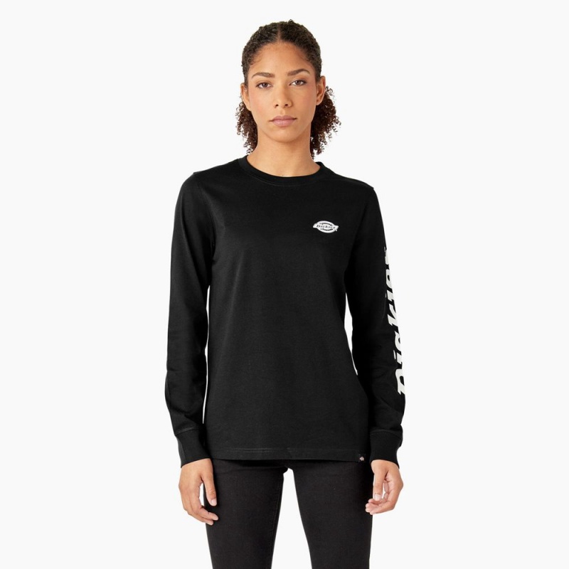 Black Dickies Long Sleeve Heavyweight Graphic Women's T-Shirt | 061-NXPAGR