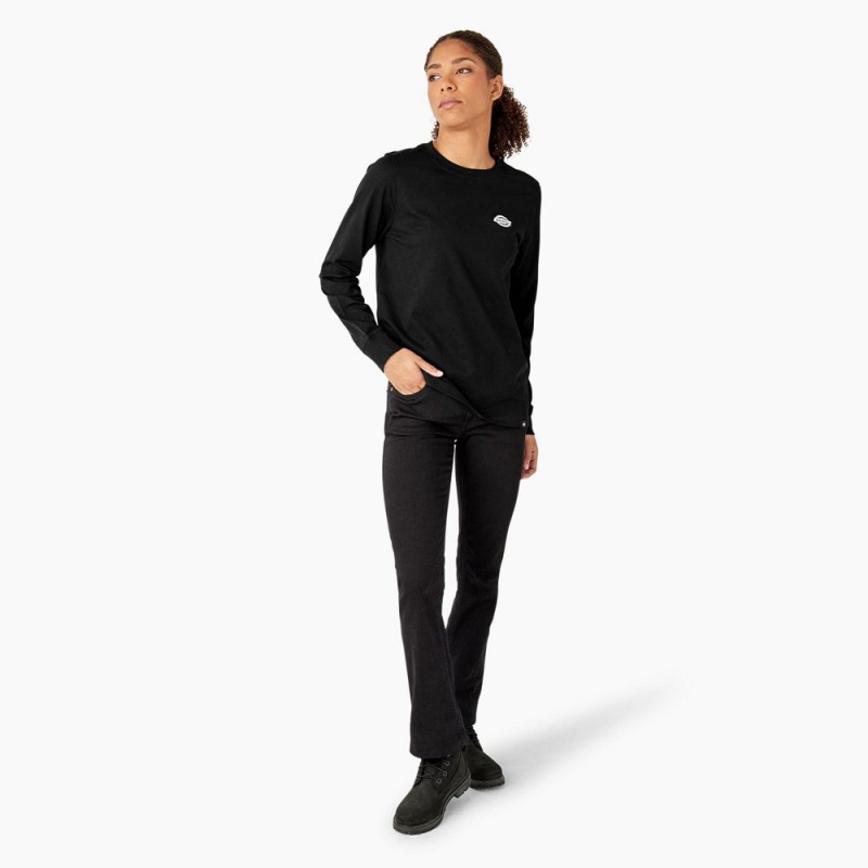 Black Dickies Long Sleeve Heavyweight Graphic Women's T-Shirt | 061-NXPAGR