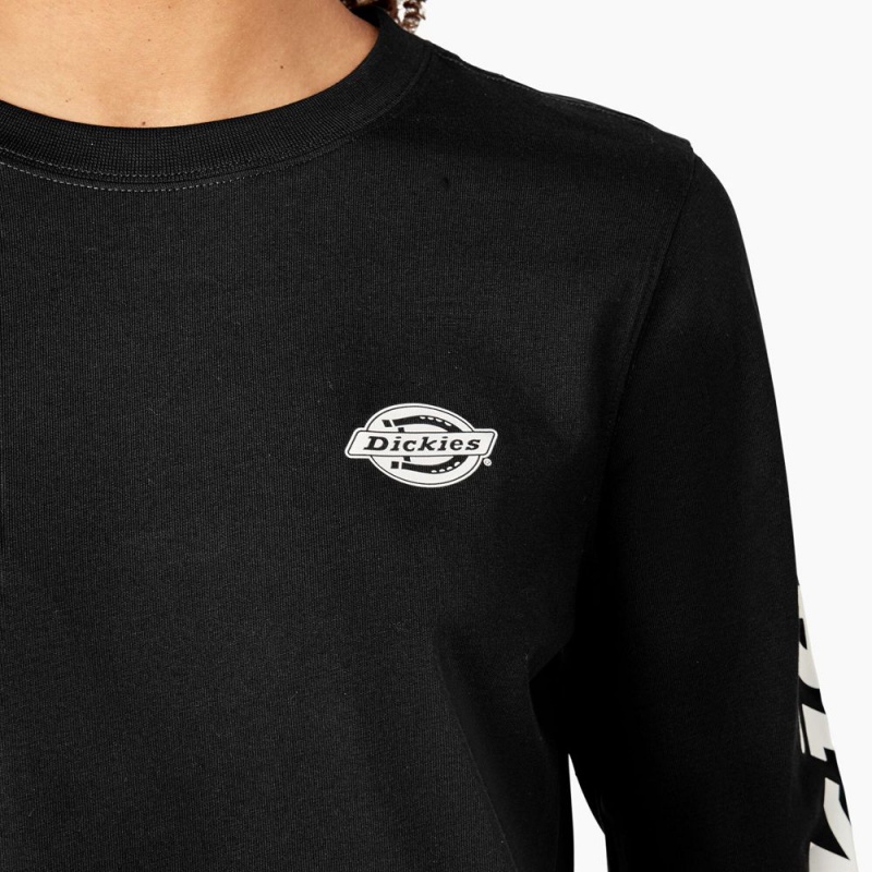 Black Dickies Long Sleeve Heavyweight Graphic Women's T-Shirt | 061-NXPAGR