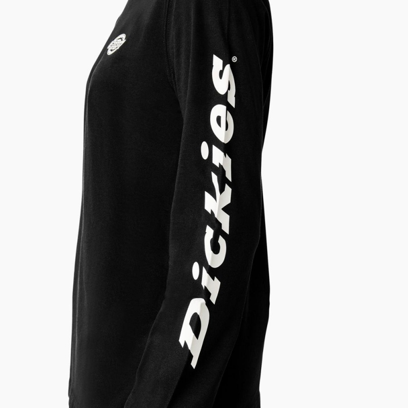 Black Dickies Long Sleeve Heavyweight Graphic Women's T-Shirt | 061-NXPAGR