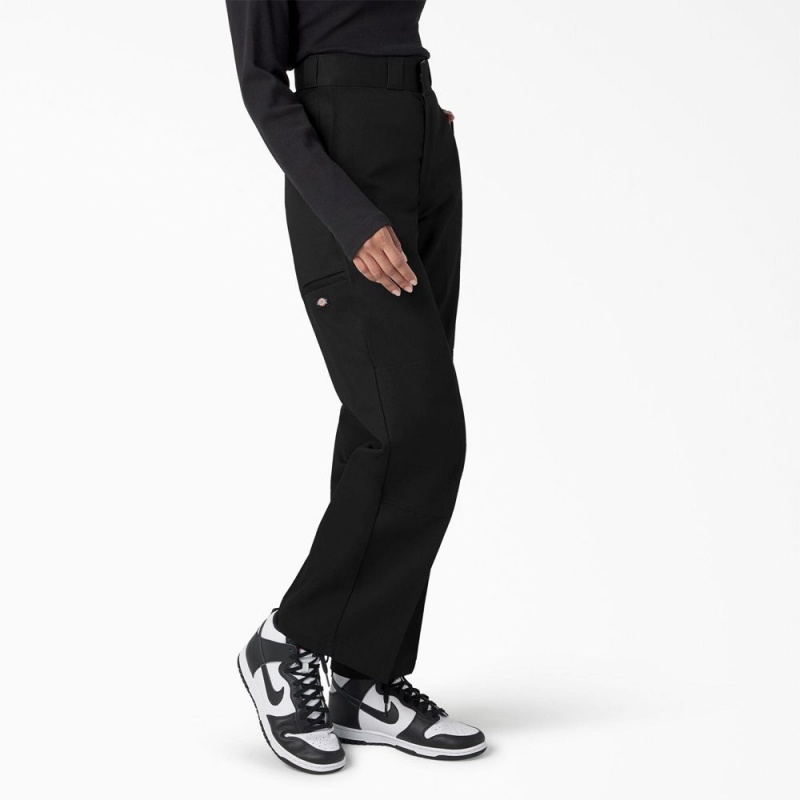 Black Dickies Loose Fit Double Knee Women's Work Pants | 951-QMGOXL