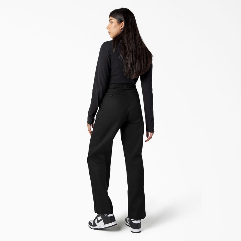 Black Dickies Loose Fit Double Knee Women's Work Pants | 951-QMGOXL