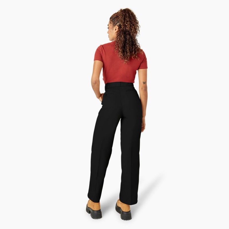 Black Dickies Loose Fit Double Knee Women's Work Pants | 951-QMGOXL