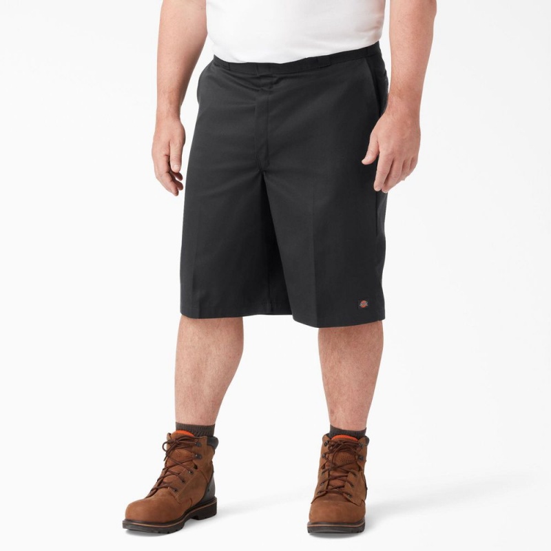 Black Dickies Loose Fit Flat Front Work Men's Shorts | 821-VUMXTF