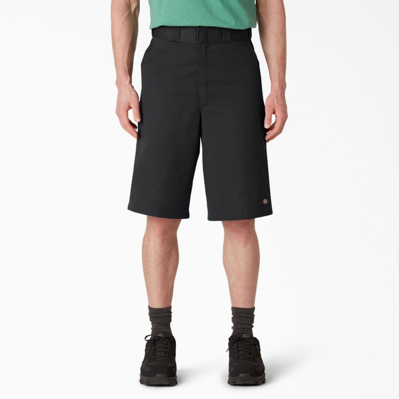 Black Dickies Loose Fit Flat Front Work Men\'s Shorts | 821-VUMXTF