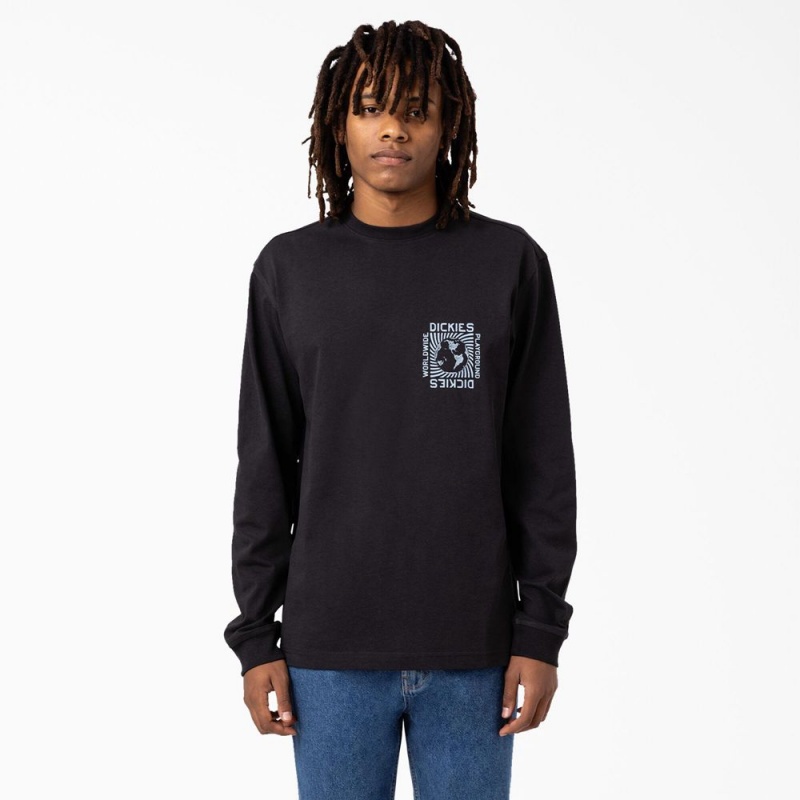 Black Dickies Marbury Long Sleeve Men's T-Shirt | 103-RCZWFU