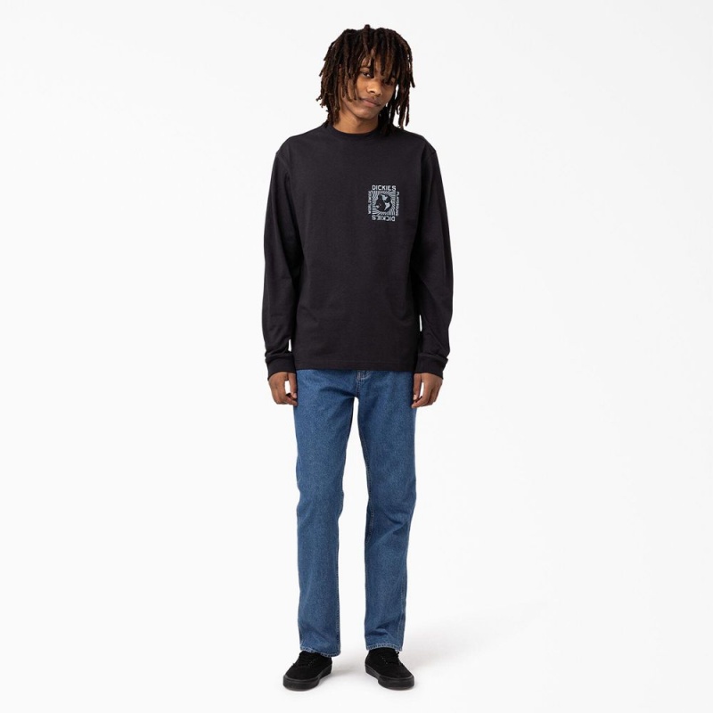 Black Dickies Marbury Long Sleeve Men's T-Shirt | 103-RCZWFU