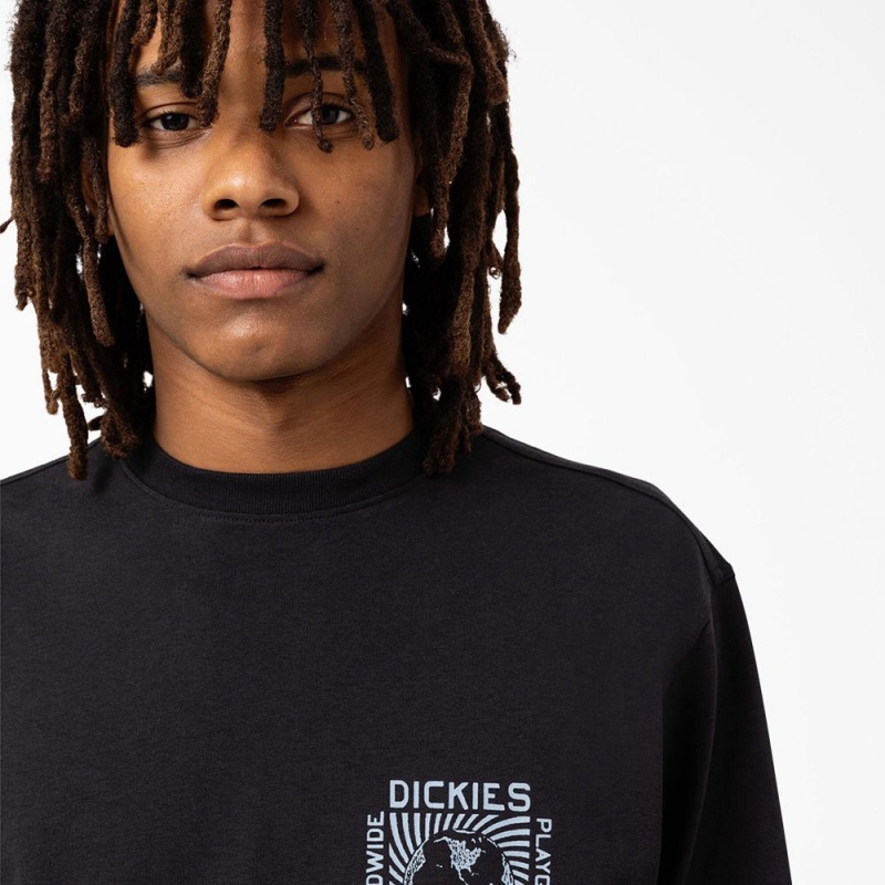 Black Dickies Marbury Long Sleeve Men's T-Shirt | 103-RCZWFU