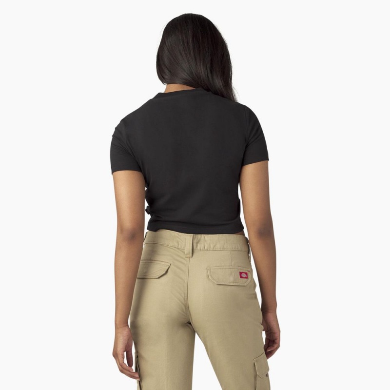 Black Dickies Mayetta Cropped Women's T-Shirt | 927-CSNDUE