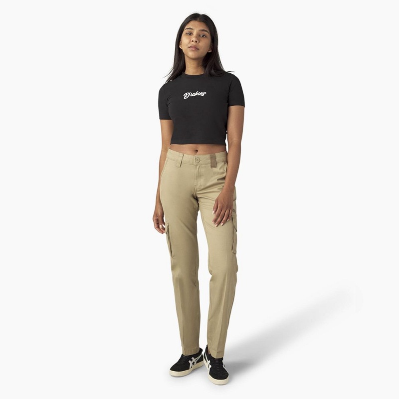 Black Dickies Mayetta Cropped Women's T-Shirt | 927-CSNDUE