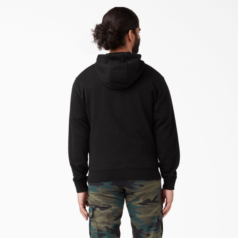 Black Dickies Midweight Fleece Zip Men's Hoodie | 209-BADRVZ