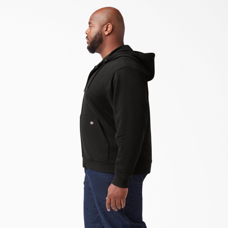 Black Dickies Midweight Fleece Zip Men's Hoodie | 209-BADRVZ