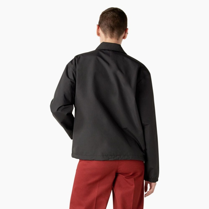 Black Dickies Oakport Cropped Coaches Women's Jacket | 839-NVAKFJ