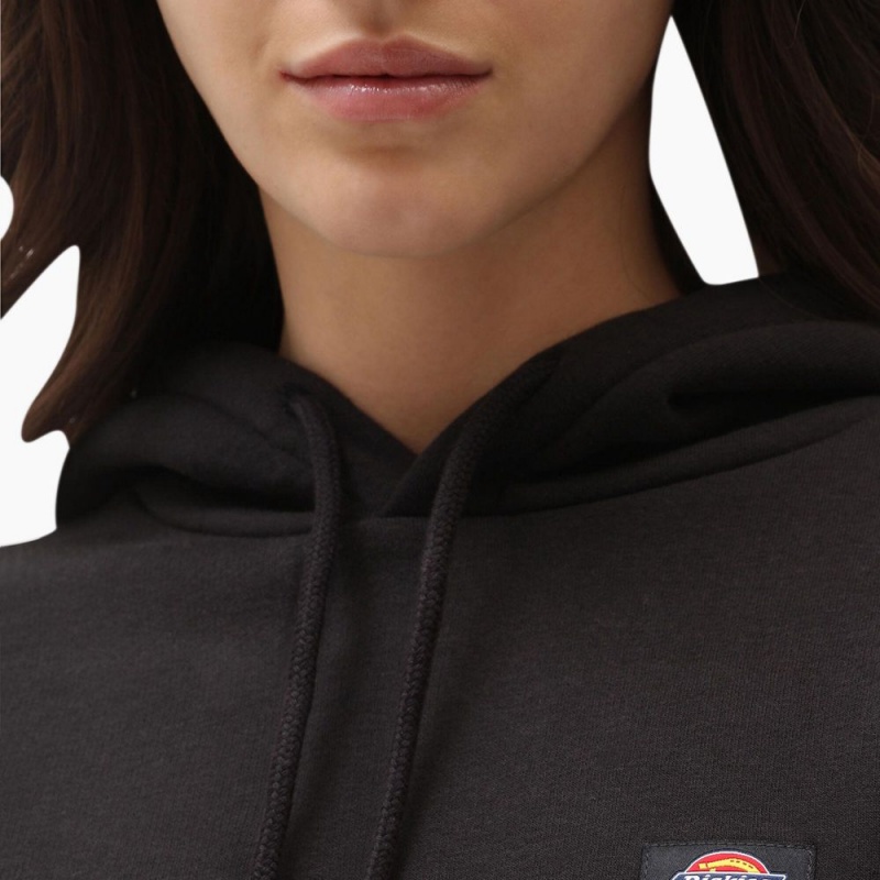 Black Dickies Oakport Cropped Women's Hoodie | 392-DAZFEY