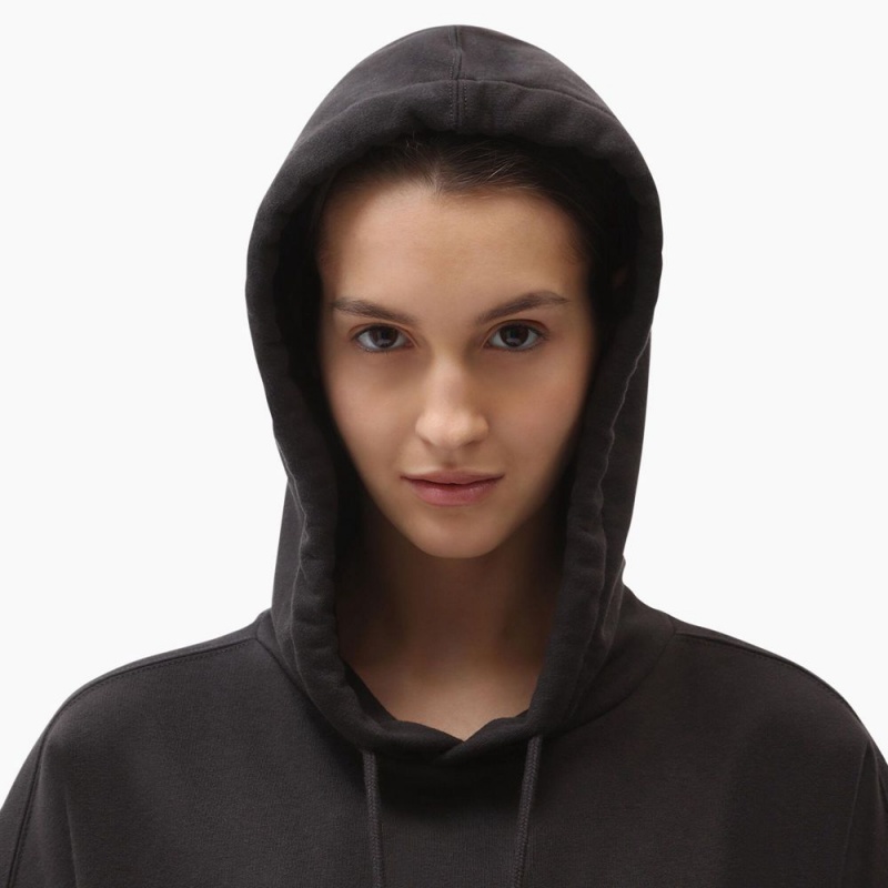 Black Dickies Oakport Cropped Women's Hoodie | 392-DAZFEY