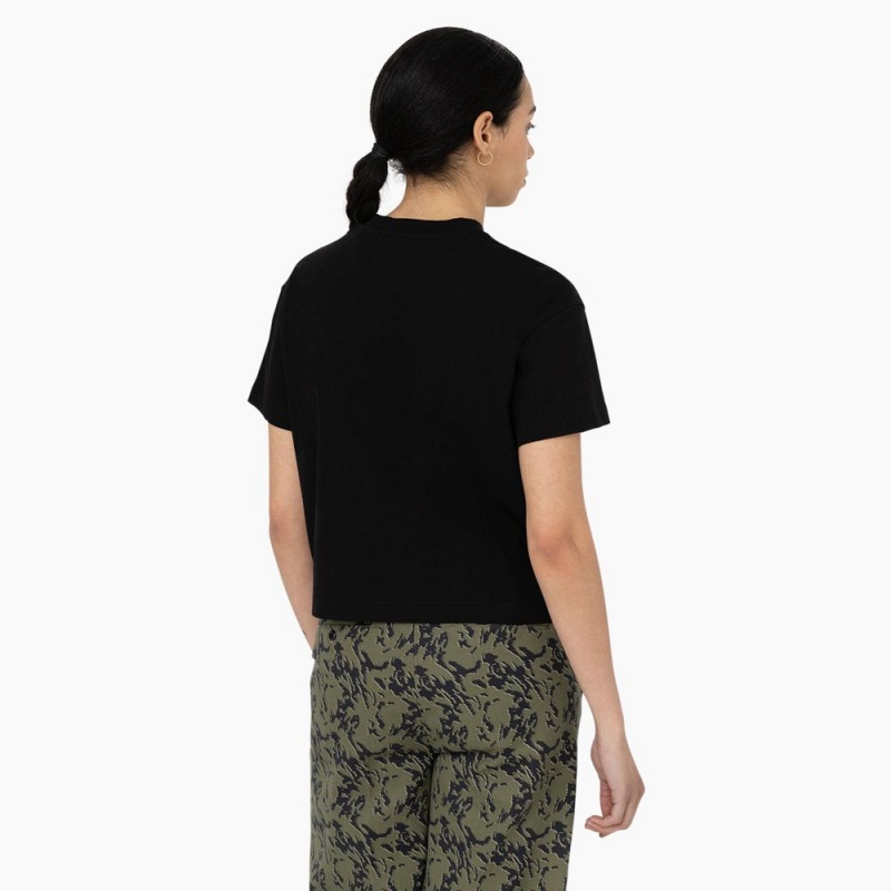 Black Dickies Oakport Cropped Women's T-Shirt | 097-BZEOHW