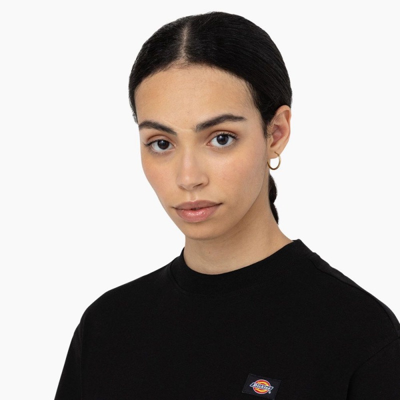 Black Dickies Oakport Cropped Women's T-Shirt | 097-BZEOHW