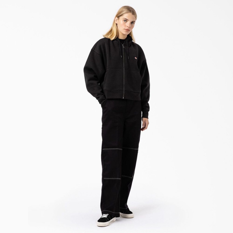 Black Dickies Oakport Zip Women's Hoodie | 357-ZKFOUB