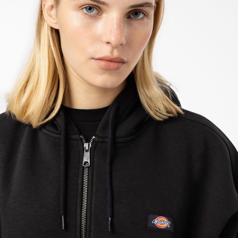 Black Dickies Oakport Zip Women's Hoodie | 357-ZKFOUB