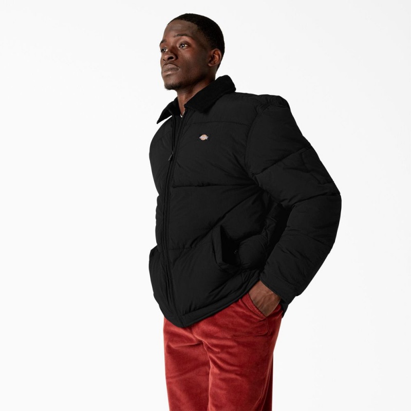 Black Dickies Overbrook Puffer Men's Jacket | 756-YXWPOU