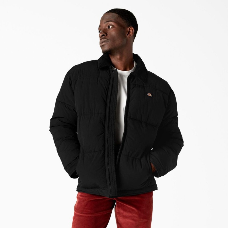 Black Dickies Overbrook Puffer Men\'s Jacket | 756-YXWPOU