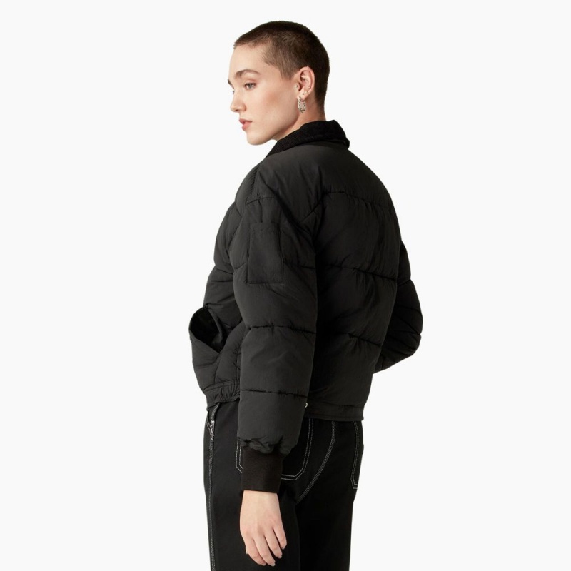 Black Dickies Overbrook Puffer Women's Jacket | 594-IOAWPK