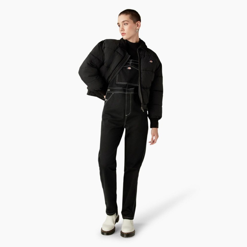 Black Dickies Overbrook Puffer Women's Jacket | 594-IOAWPK