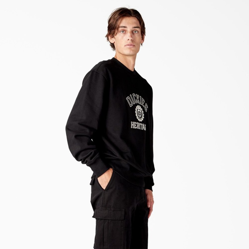 Black Dickies Oxford Graphic Men's Sweatshirt | 240-UKXEYD