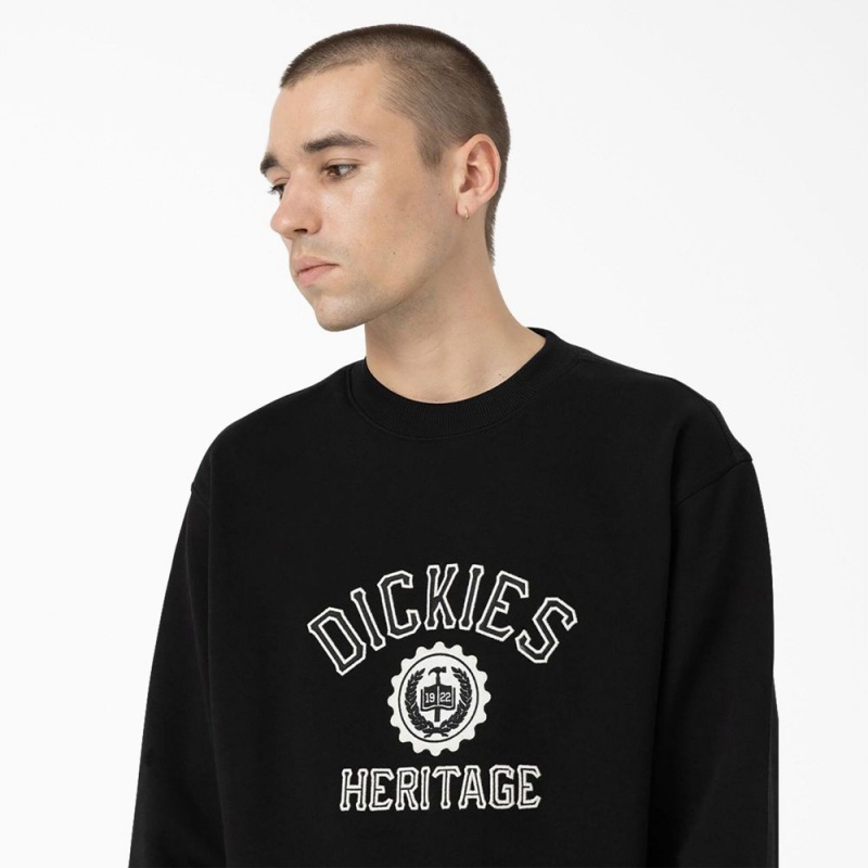 Black Dickies Oxford Graphic Men's Sweatshirt | 240-UKXEYD