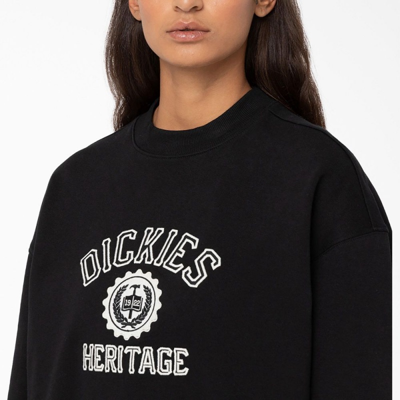 Black Dickies Oxford Women's Sweatshirt | 679-CUKBSN