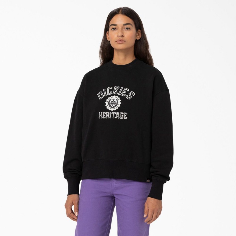 Black Dickies Oxford Women\'s Sweatshirt | 679-CUKBSN