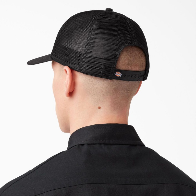 Black Dickies Patch Logo Trucker Men's Cap | 304-QADYUF