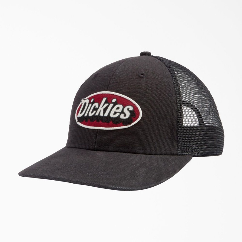 Black Dickies Patch Logo Trucker Men\'s Cap | 304-QADYUF