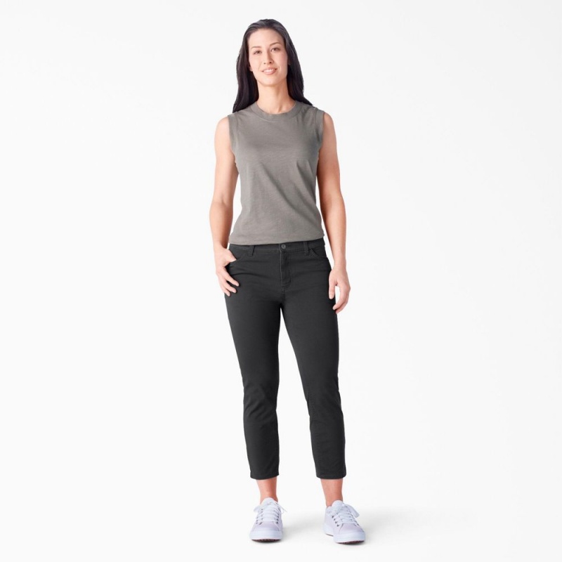 Black Dickies Perfect Shape Skinny Fit Capri Women's Pants | 941-OWAYMB