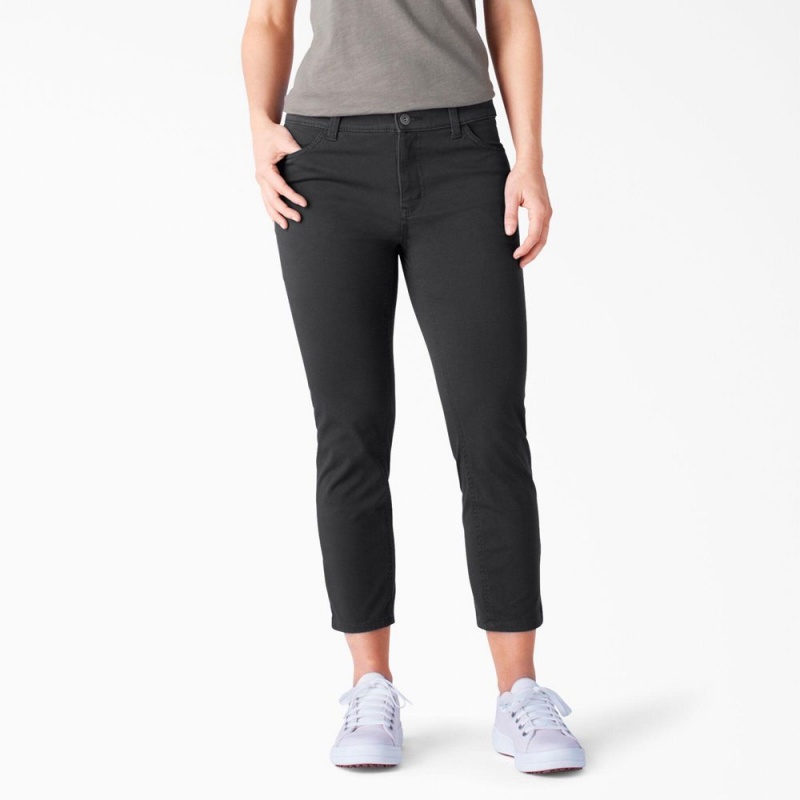 Black Dickies Perfect Shape Skinny Fit Capri Women\'s Pants | 941-OWAYMB