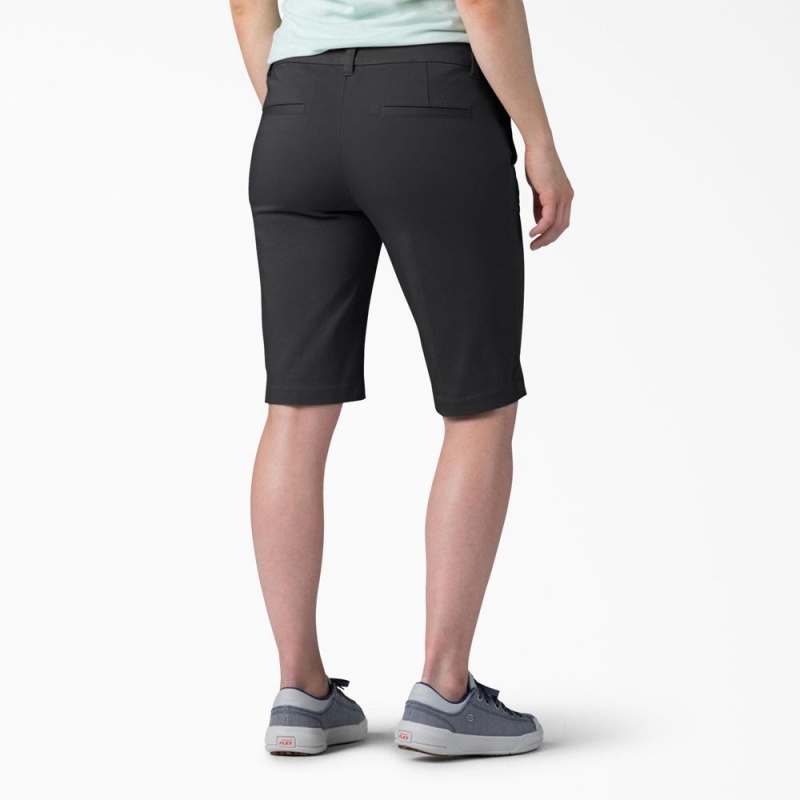 Black Dickies Perfect Shape Straight Fit Bermuda Women's Shorts | 218-JKGYLH