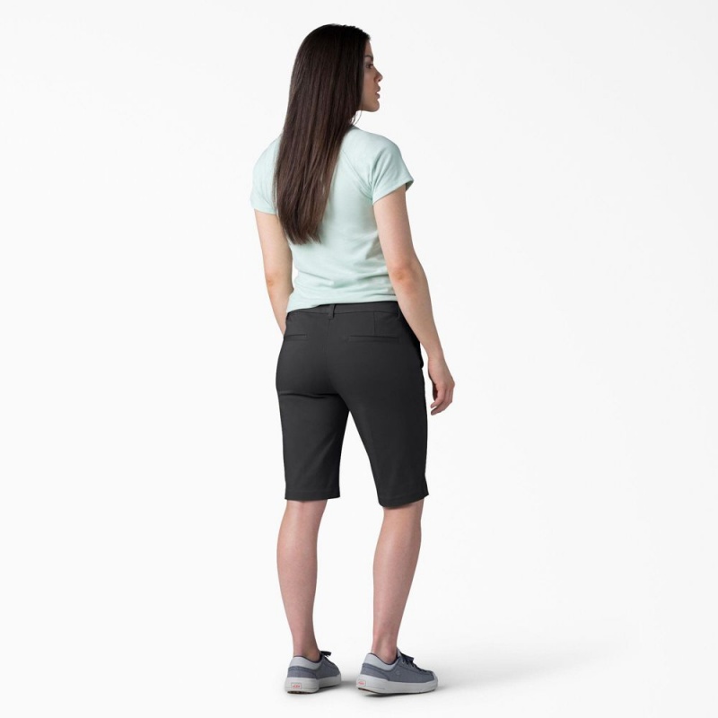 Black Dickies Perfect Shape Straight Fit Bermuda Women's Shorts | 218-JKGYLH