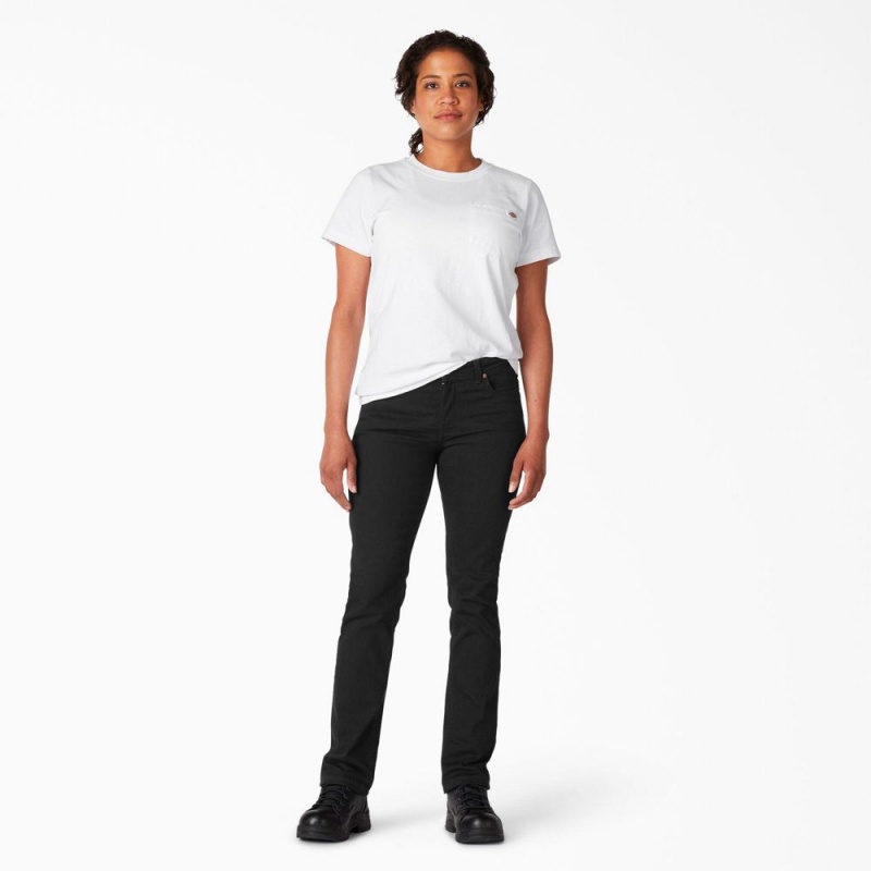 Black Dickies Perfect Shape Straight Fit Women's Jeans | 952-ZEGCLY