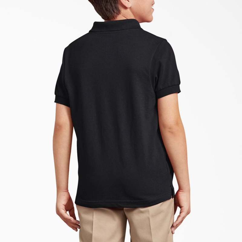 Black Dickies Piqué Short Sleeve Kids' Polo Shirt | 584-TBQEWD