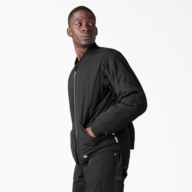 Black Dickies Premium Collection Quilted Men's Jacket | 596-QEMPOU