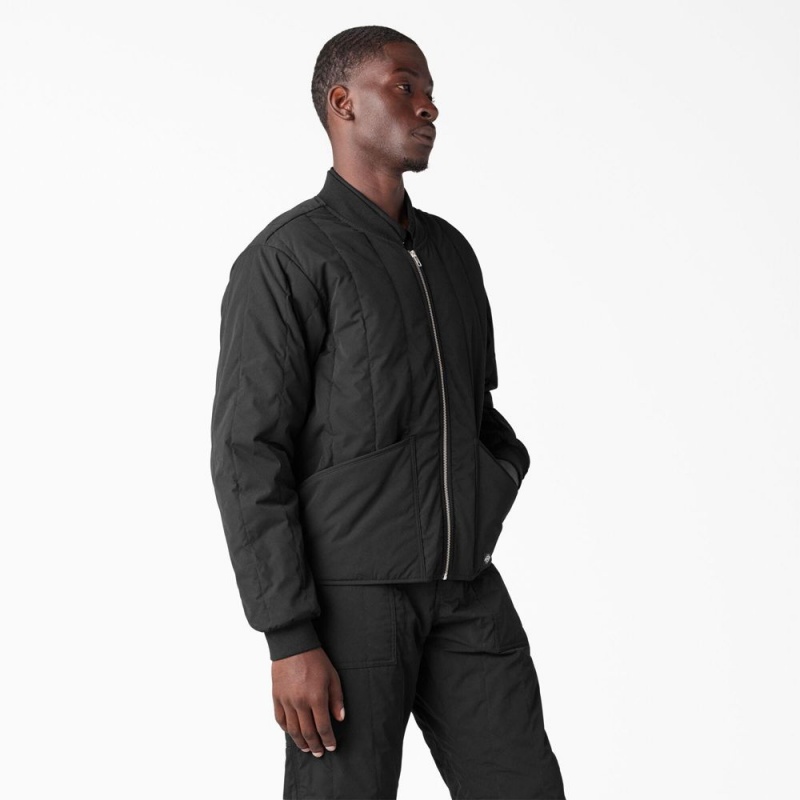 Black Dickies Premium Collection Quilted Men's Jacket | 596-QEMPOU