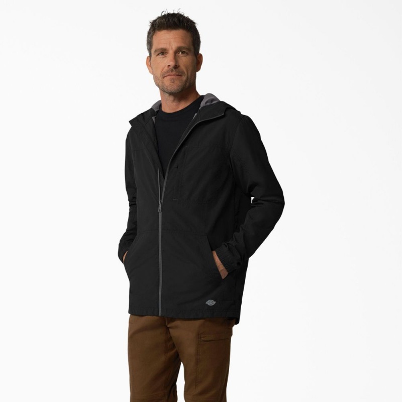 Black Dickies ProTect Cooling Hooded Ripstop Men's Jacket | 136-NPEOQI