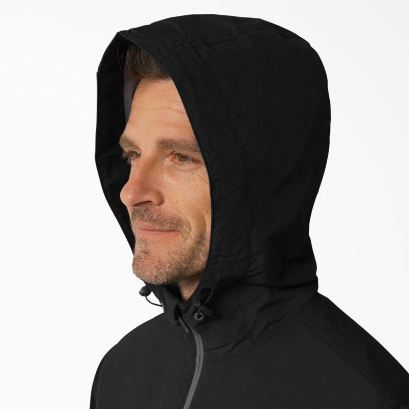 Black Dickies ProTect Cooling Hooded Ripstop Men's Jacket | 136-NPEOQI