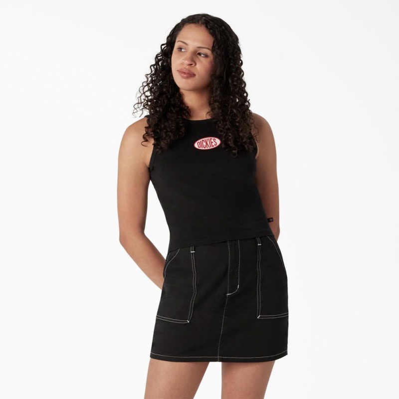 Black Dickies Racerback Cropped Women\'s Tank Top | 716-APSTEX