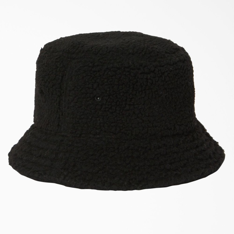 Black Dickies Red Chute Fleece Bucket Men's Hat | 762-PREUTW